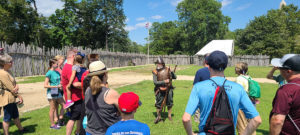Colonist Anas Todkill gives a tour of Jamestown